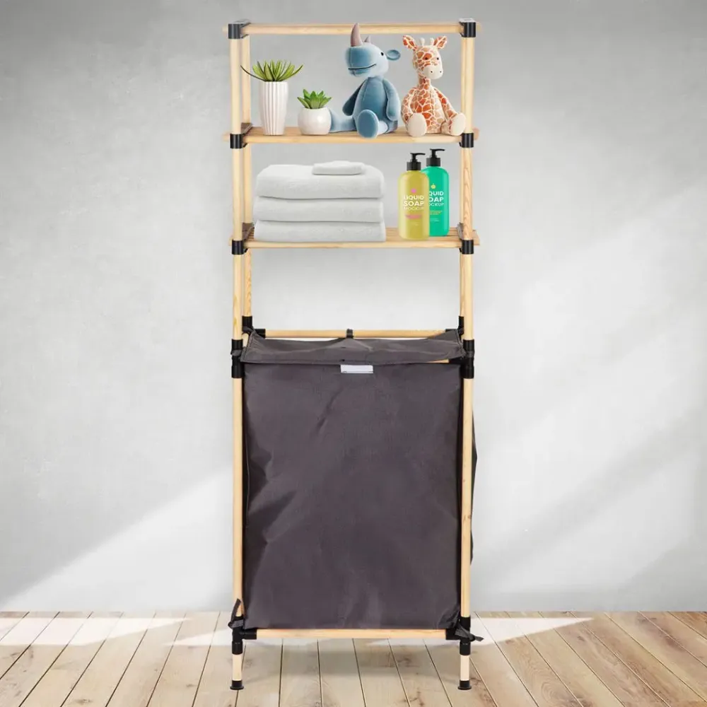 SEO-8171 RAFT MODULAR DIN LEMN CU COS DE RUFE SI 3 ETAJERE