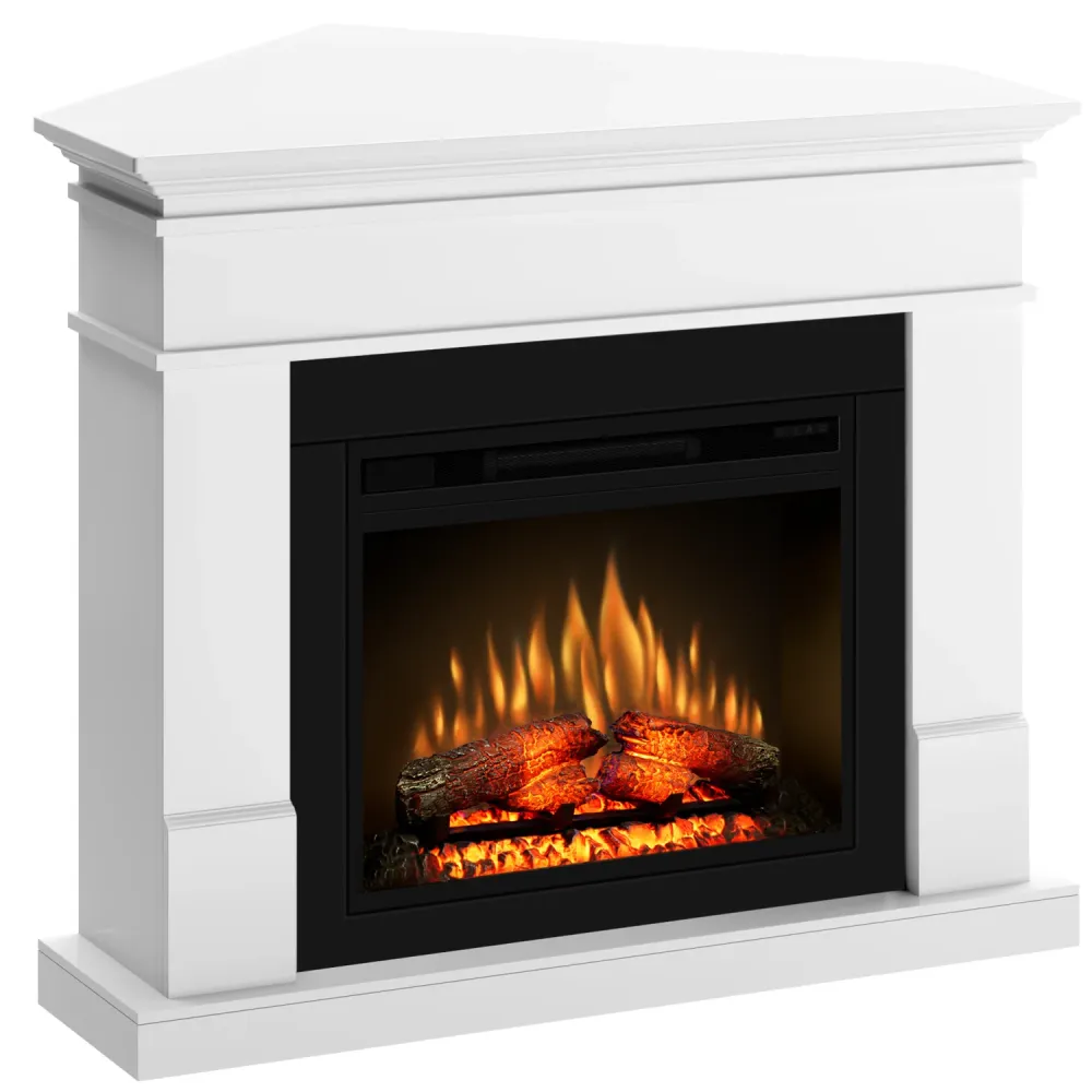 Semineu electric Ecoflame Lisabona PRO cu colt - Alb