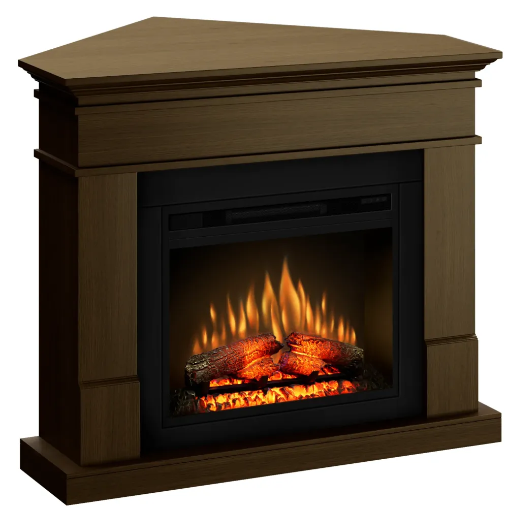 Semineu electric Ecoflame Lisabona PRO cu colt - Nuc