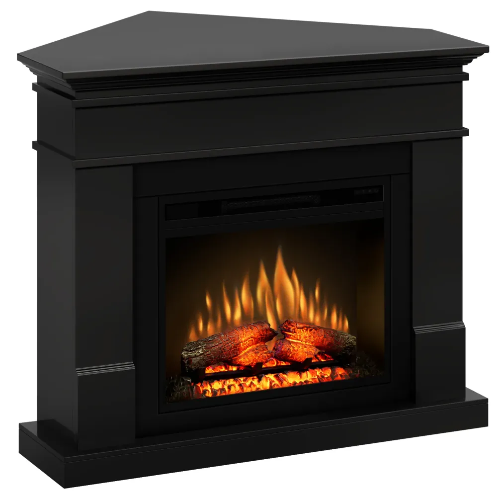 Semineu electric Ecoflame Lisabona PRO cu colt - Negru