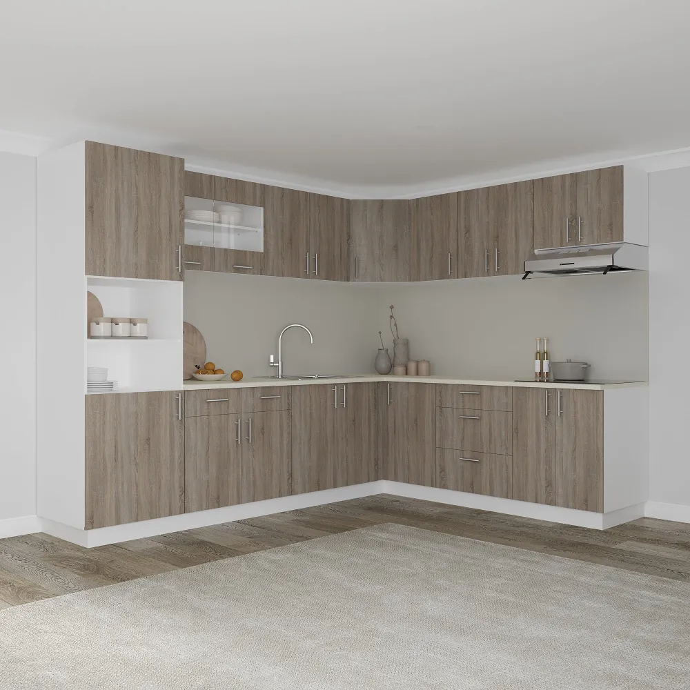 Set Bucatarie Colt haaus Karo V36, Stejar Sonoma Inchis/Alb, Blat Thermo 28 mm, L 280 x 220 cm