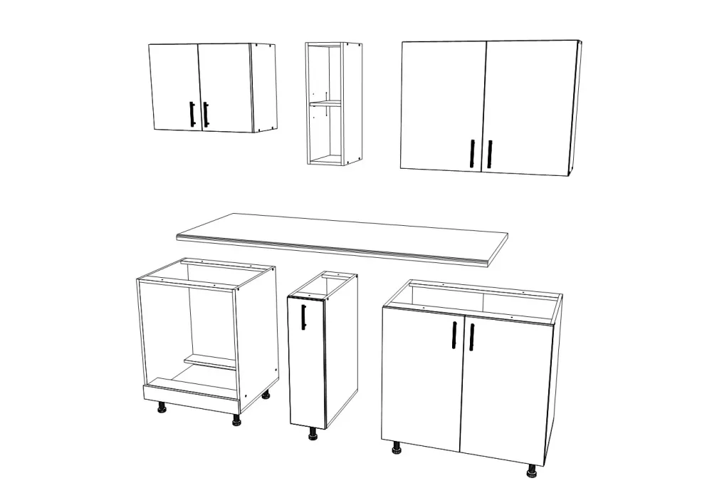Set Bucatarie haaus Karo V7, Antracit/Alb, Blat Thermo 28 mm, L 160 cm