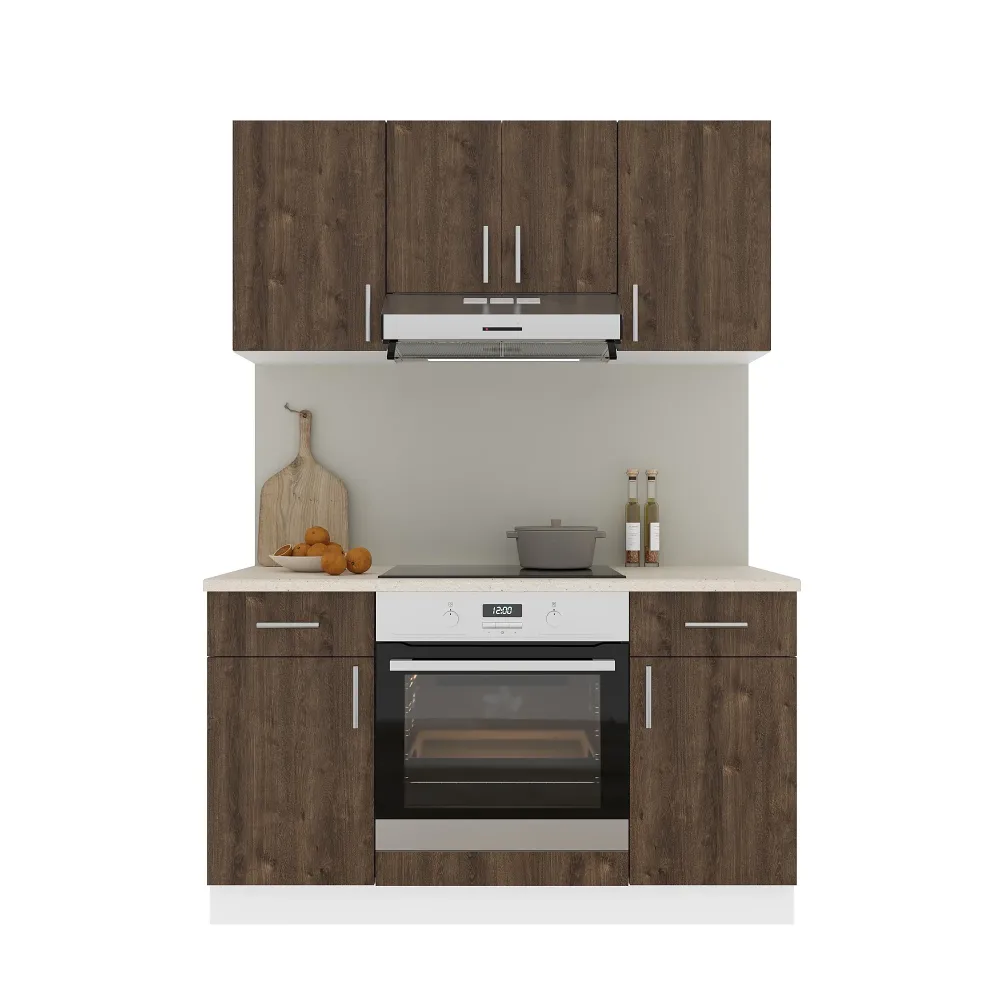 Set Bucatarie haaus Karo V5, Stejar Bronz/Alb, Blat Thermo 28 mm, L 140 cm