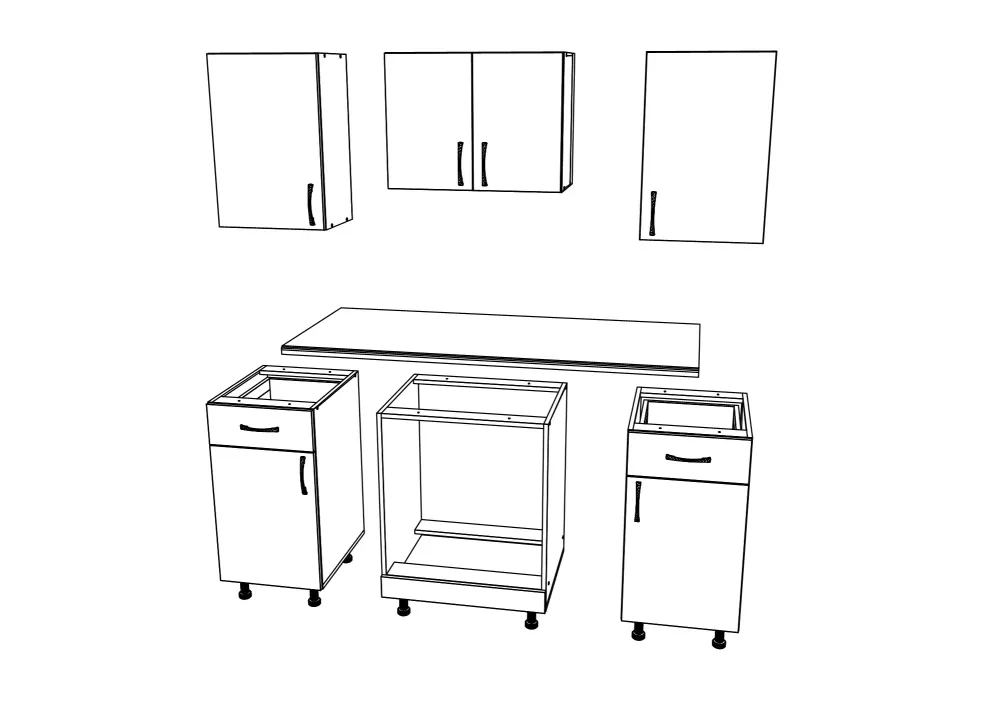 Set Bucatarie haaus Karo V5, Stejar Bronz/Alb, Blat Thermo 28 mm, L 140 cm