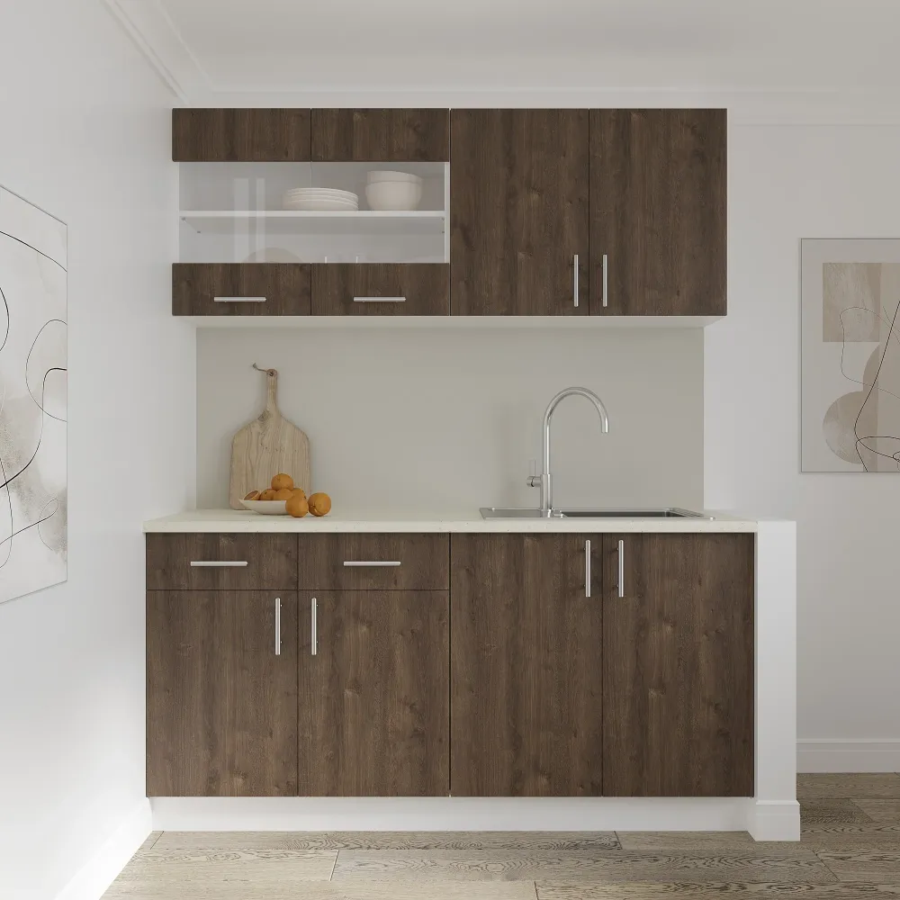 Set Bucatarie haaus Karo V8, Stejar Bronz/Alb, Blat Thermo 28 mm, L 160 cm