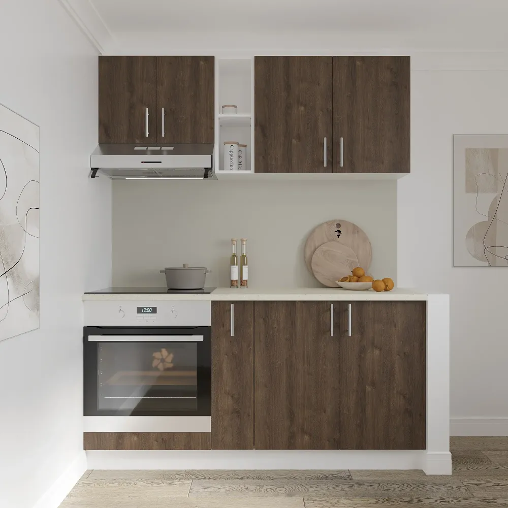Set Bucatarie haaus Karo V7, Stejar Bronz/Alb, Blat Thermo 28 mm, L 160 cm