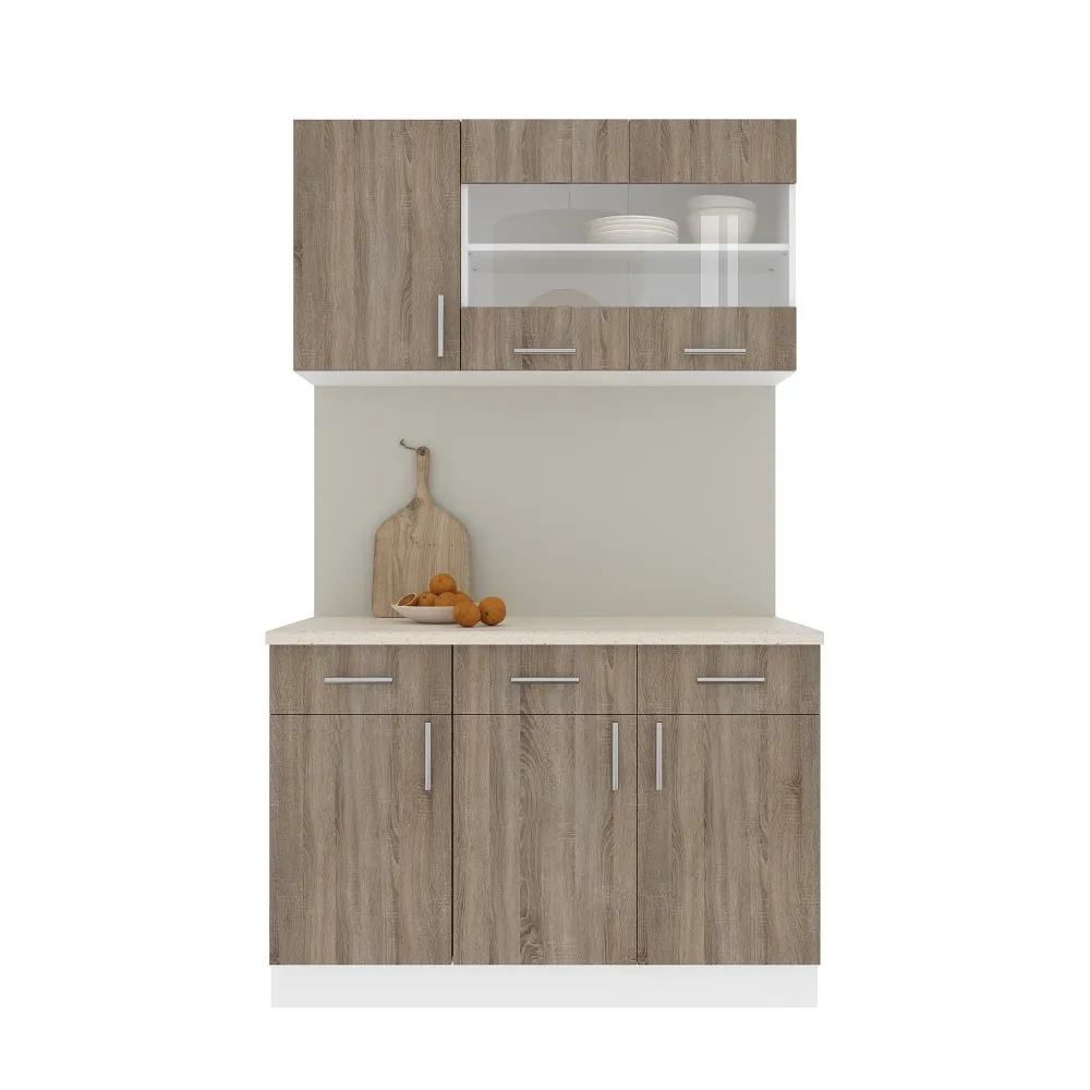 Set Bucatarie haaus Karo V3, Stejar Sonoma Inchis/Alb, Blat Thermo 28 mm, L 120 cm