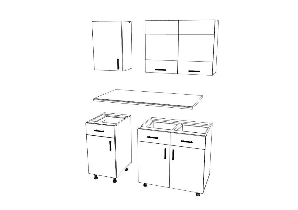 Set Bucatarie haaus Karo V3, Stejar Sonoma Inchis/Alb, Blat Thermo 28 mm, L 120 cm