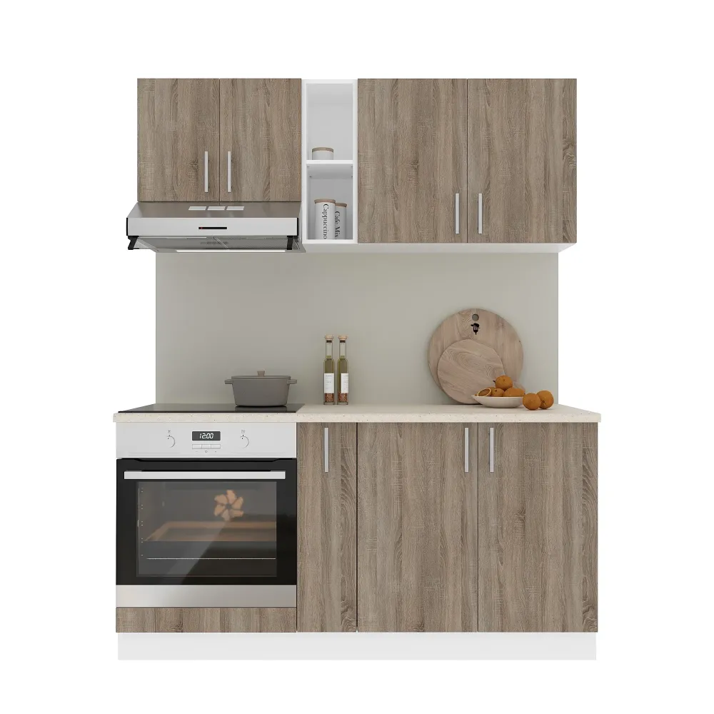 Set Bucatarie haaus Karo V7, Stejar Sonoma Inchis/Alb, Blat Thermo 28 mm, L 160 cm