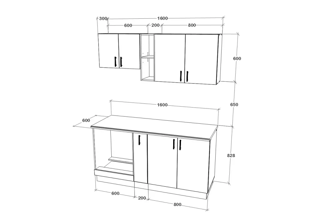 Set Bucatarie haaus Karo V7, Stejar Sonoma Inchis/Alb, Blat Thermo 28 mm, L 160 cm