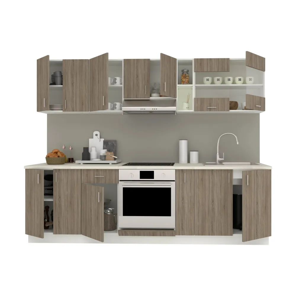 Set Bucatarie haaus Karo V19, Stejar Sonoma Inchis/Alb, Blat Thermo 28 mm, L 260 cm