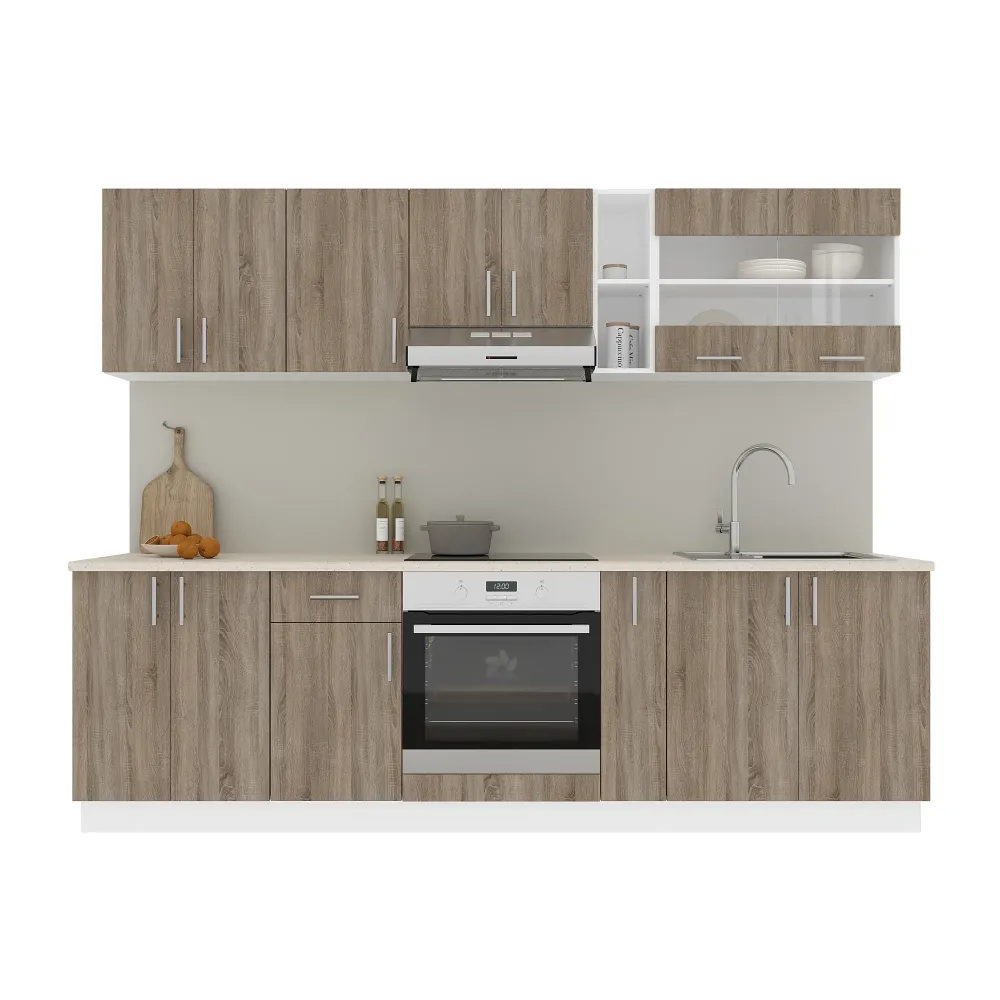 Set Bucatarie haaus Karo V19, Stejar Sonoma Inchis/Alb, Blat Thermo 28 mm, L 260 cm