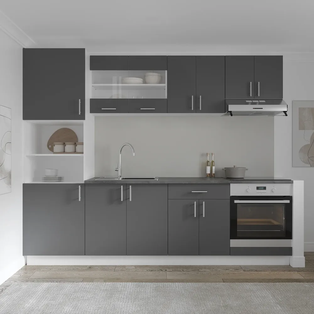 Set Bucatarie haaus Karo V20, Antracit/Alb, Blat Thermo 28 mm, L 260 cm