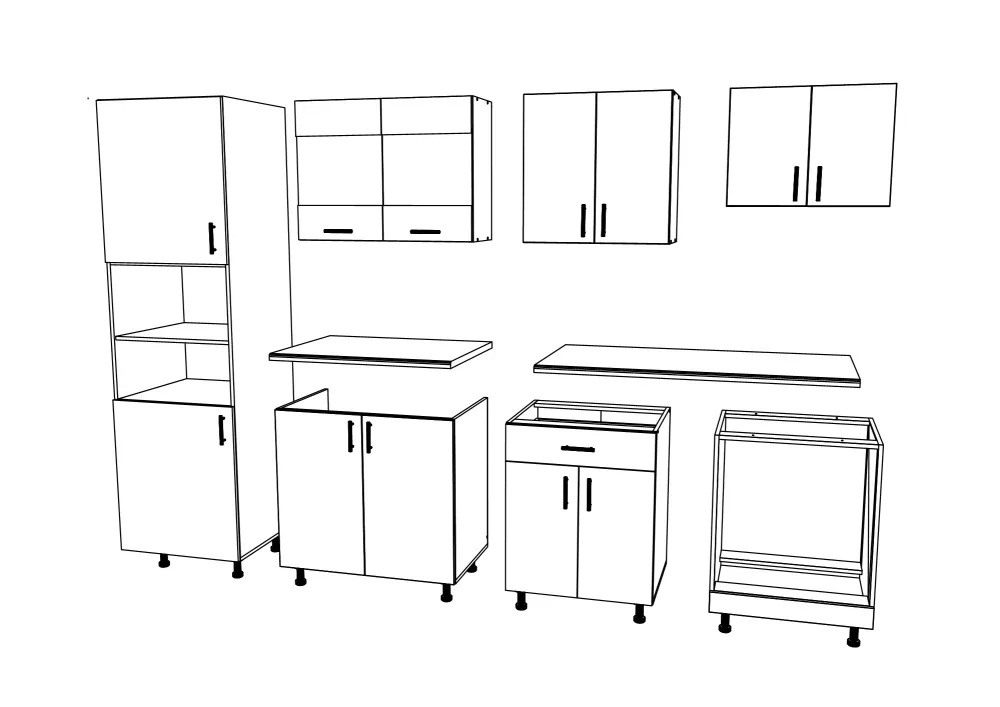 Set Bucatarie haaus Karo V20, Lemn Natural/Alb, Blat Thermo 28 mm, L 260 cm