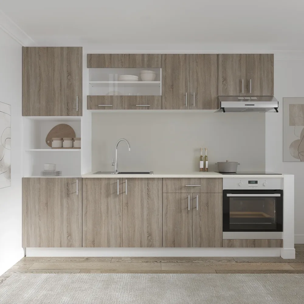 Set Bucatarie haaus Karo V20, Stejar Sonoma Inchis/Alb, Blat Thermo 28 mm, L 260 cm