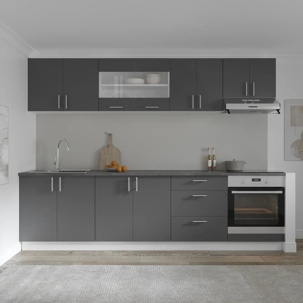 Set Bucatarie haaus Karo V22, Antracit/Alb, Blat Thermo 28 mm, L 280 cm