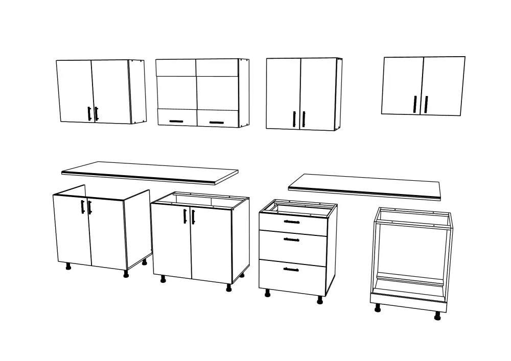 Set Bucatarie haaus Karo V22, Gri Lucios/Alb, MDF, Blat Thermo 28 mm, L 280 cm