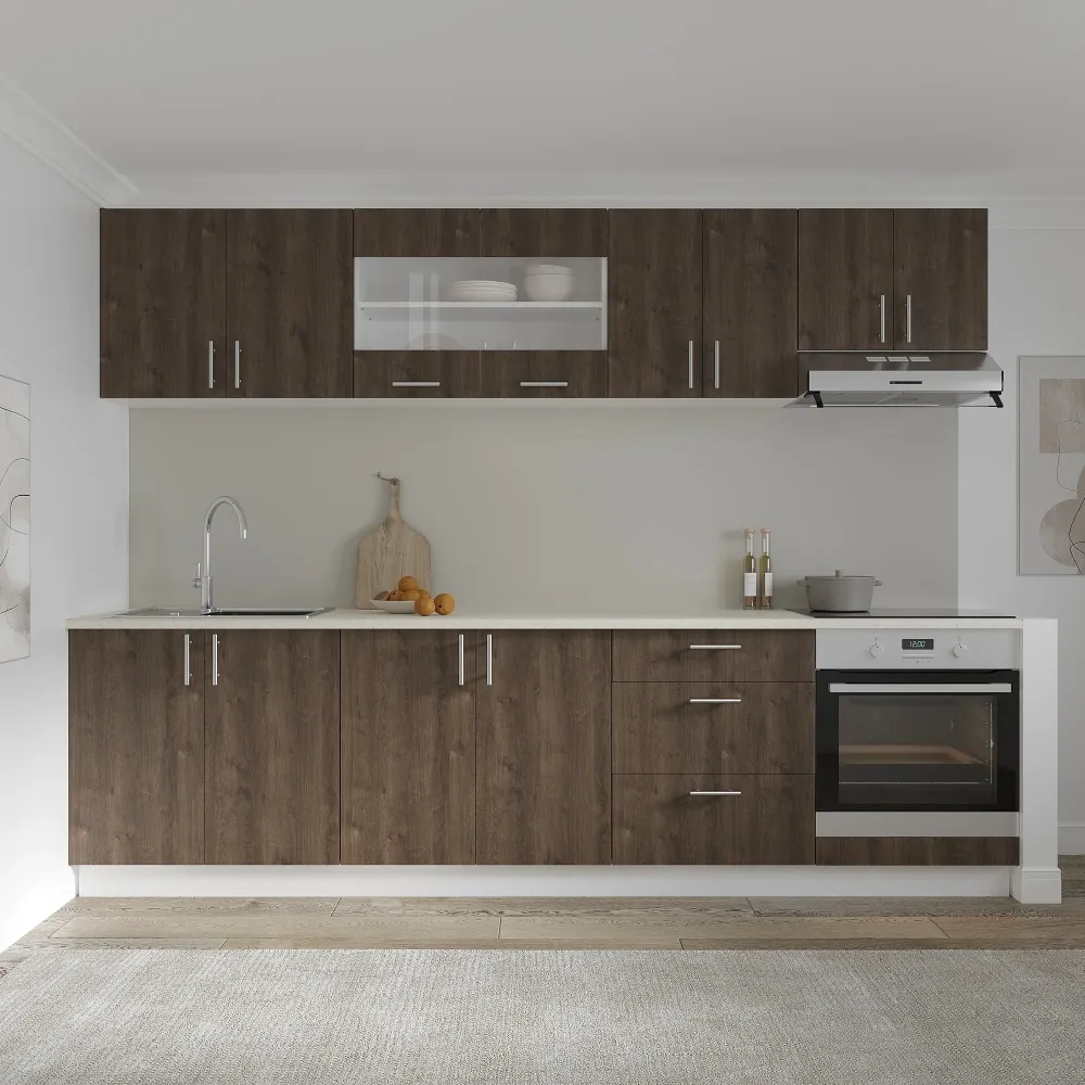 Set Bucatarie haaus Karo V22, Stejar Bronz/Alb, Blat Thermo 28 mm, L 280 cm