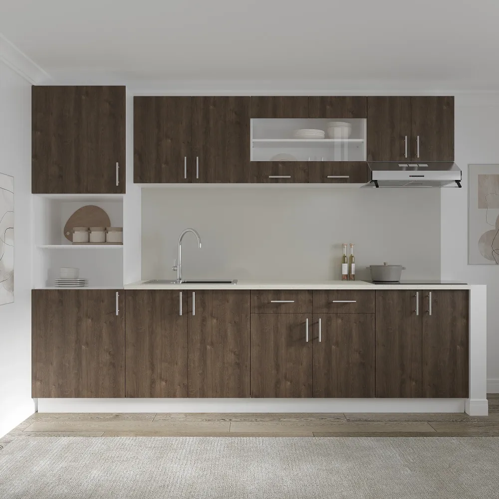 Set Bucatarie haaus Karo V23, Stejar Bronz/Alb, Blat Thermo 28 mm, L 280 cm