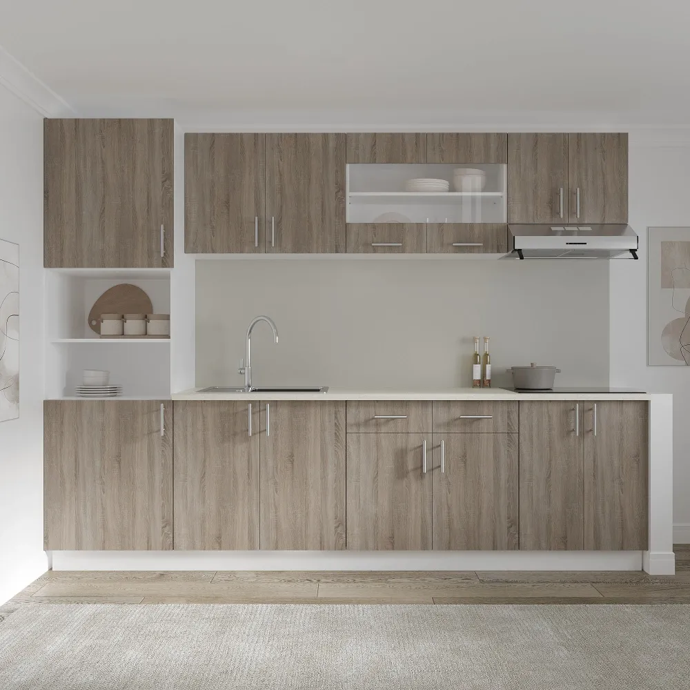 Set Bucatarie haaus Karo V23, Stejar Sonoma Inchis/Alb, Blat Thermo 28 mm, L 280 cm