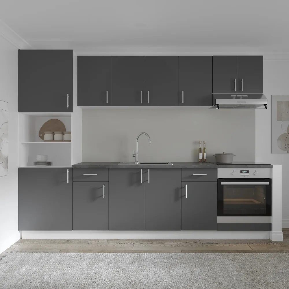 Set Bucatarie haaus Karo V24, Antracit/Alb, Blat Thermo 28 mm, L 280 cm