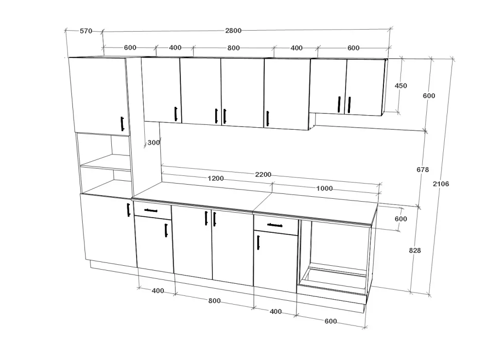 Set Bucatarie haaus Karo V24, Gri Lucios/Alb, MDF, Blat Thermo 28 mm, L 280 cm