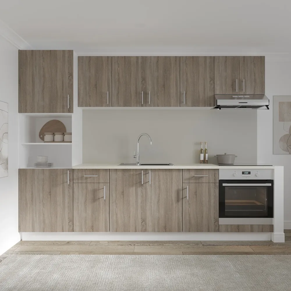 Set Bucatarie haaus Karo V24, Stejar Sonoma Inchis/Alb, Blat Thermo 28 mm, L 280 cm