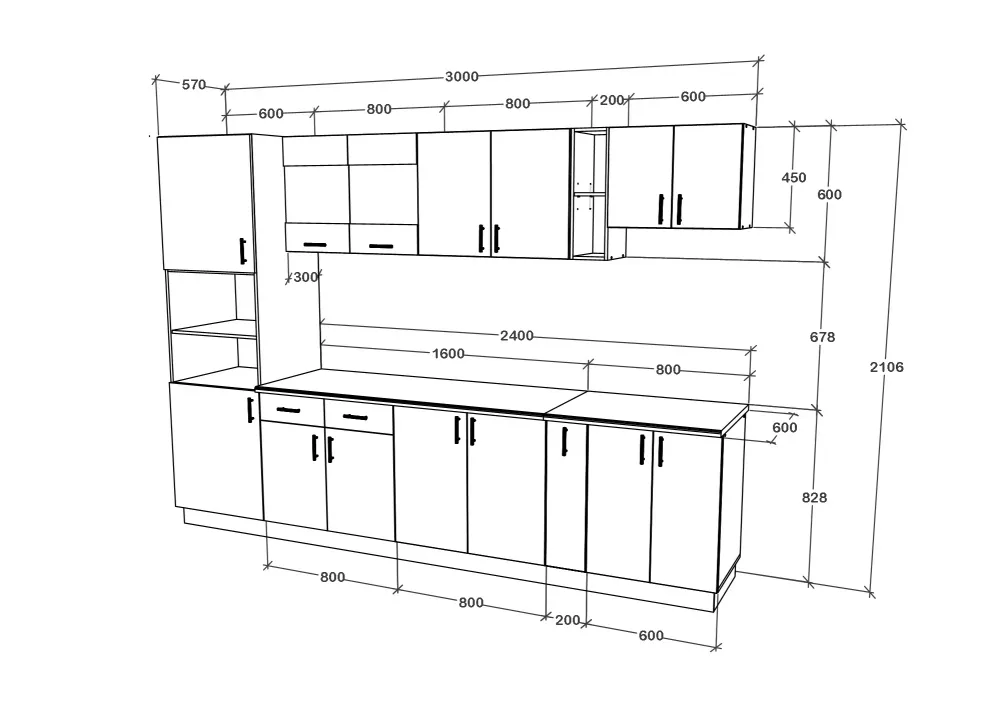 Set Bucatarie haaus Karo V26, Gri Lucios/Alb, MDF, Blat Thermo 28 mm, L 300 cm