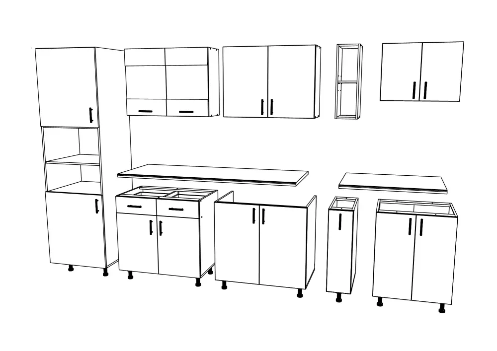 Set Bucatarie haaus Karo V26, Lemn Natural/Alb, Blat Thermo 28 mm, L 300 cm