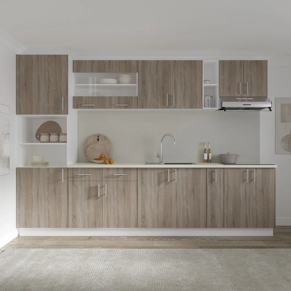 Set Bucatarie haaus Karo V26, Stejar Sonoma Inchis/Alb, Blat Thermo 28 mm, L 300 cm
