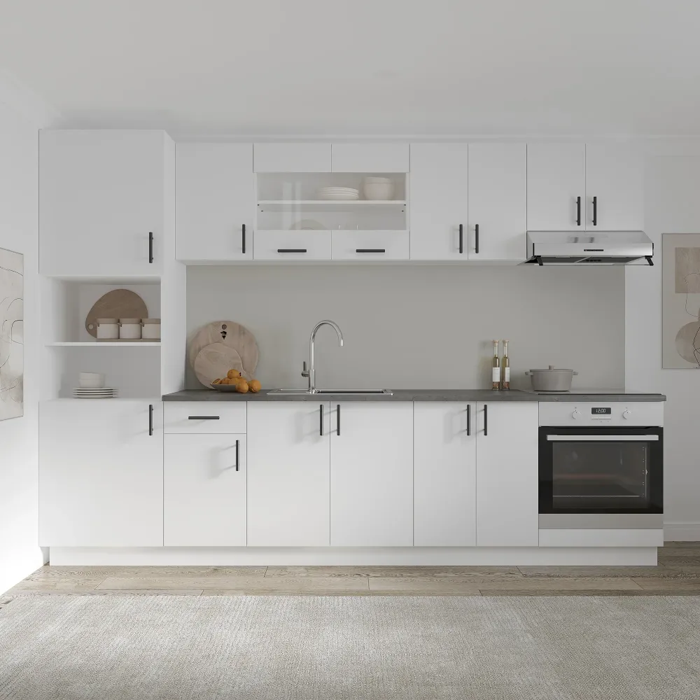 Set Bucatarie haaus Karo V27, Alb, Blat Thermo 28 mm, L 300 cm