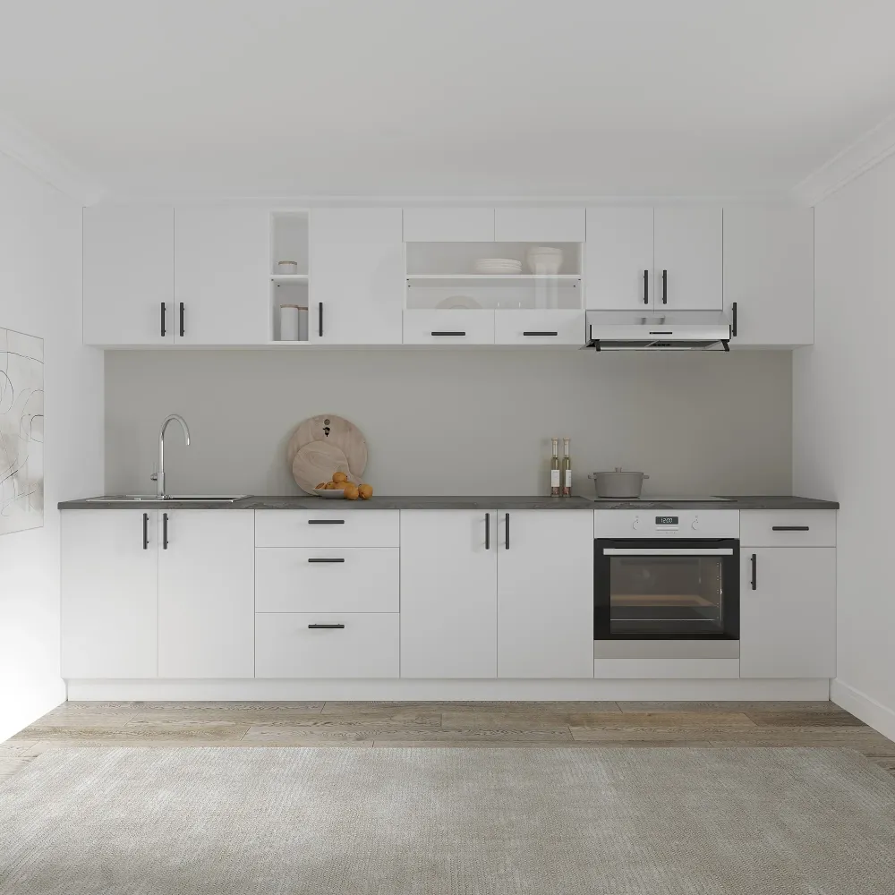Set Bucatarie haaus Karo V28, Alb, Blat Thermo 28 mm, L 320 cm