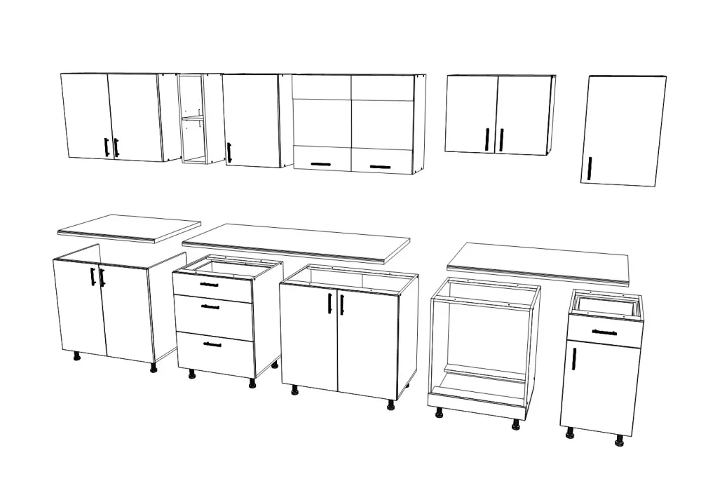 Set Bucatarie haaus Karo V28, Antracit/Alb, Blat Thermo 28 mm, L 320 cm