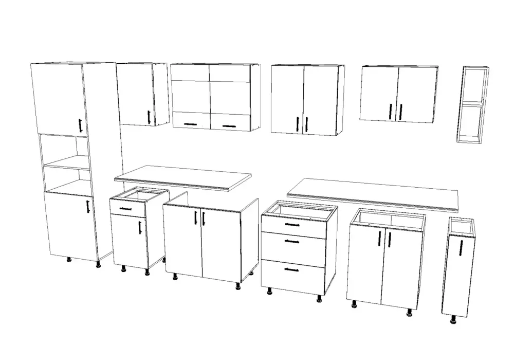Set Bucatarie haaus Karo V29, Lemn Natural/Alb, Blat Thermo 28 mm, L 320 cm