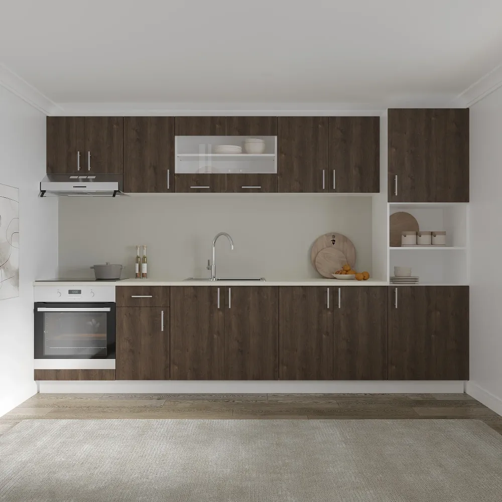 Set Bucatarie haaus Karo V30, Stejar Bronz/Alb, Blat Thermo 28 mm, L 320 cm