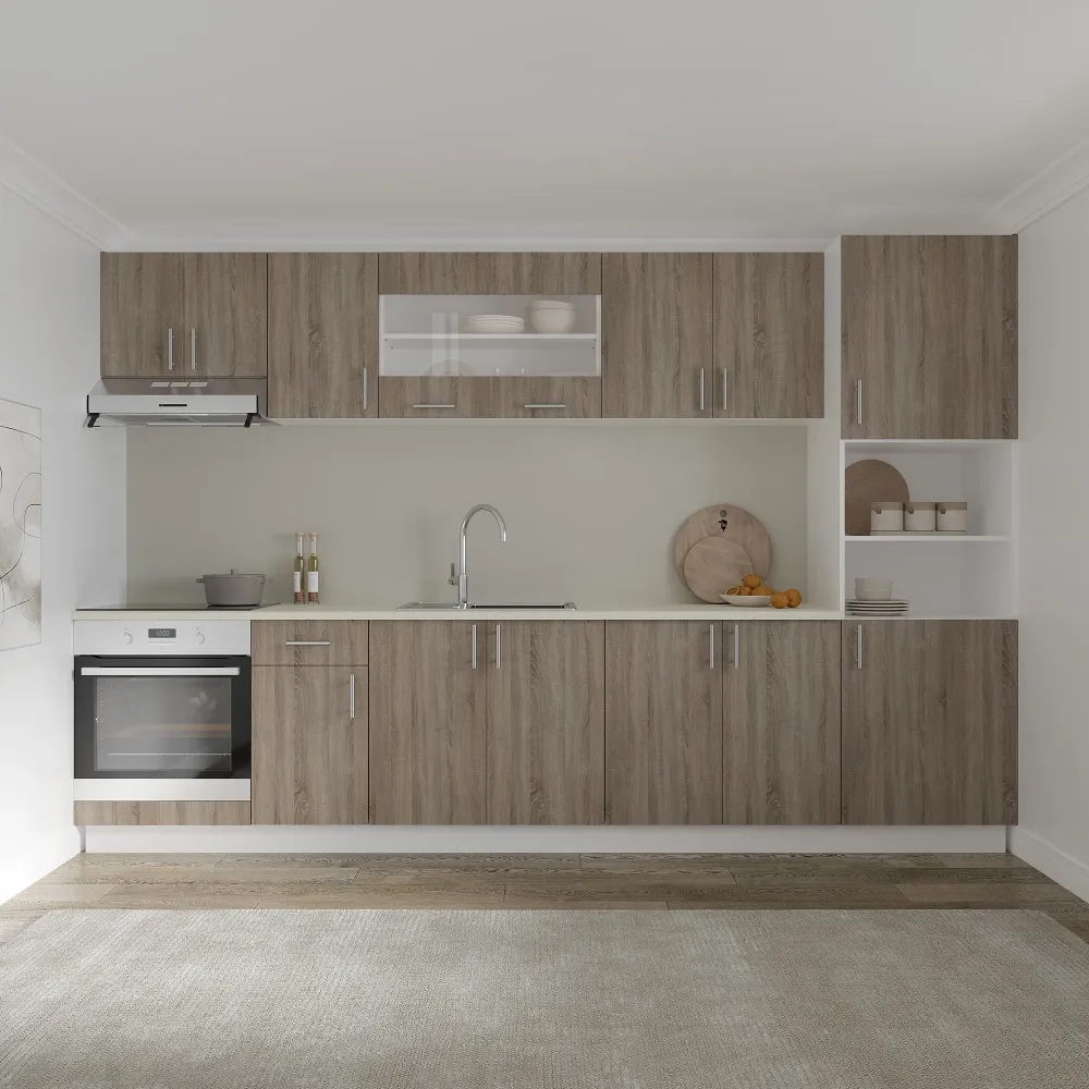 Set Bucatarie haaus Karo V30, Stejar Sonoma Inchis/Alb, Blat Thermo 28 mm, L 320 cm