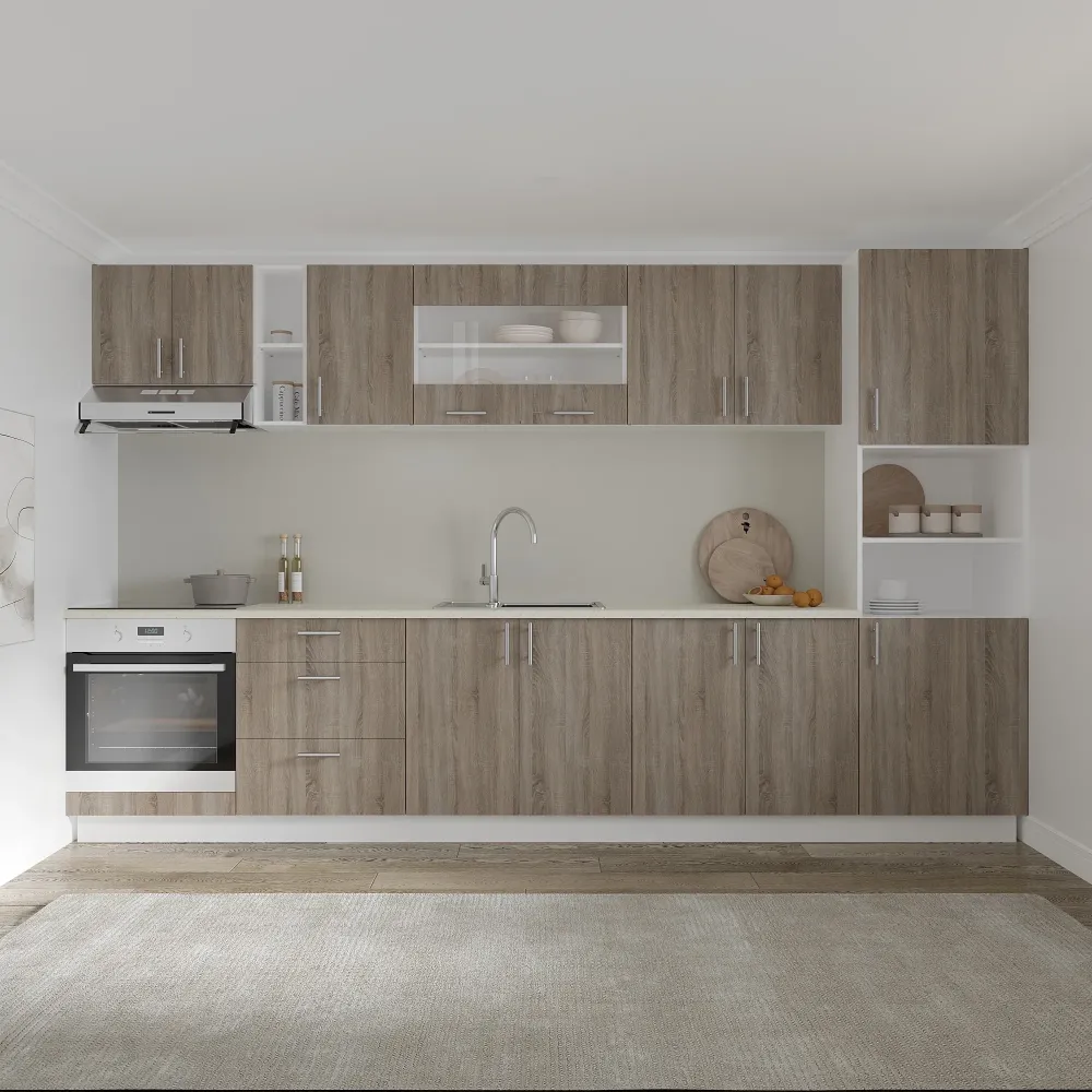 Set Bucatarie haaus Karo V31, Stejar Sonoma Inchis/Alb, Blat Thermo 28 mm, L 340 cm