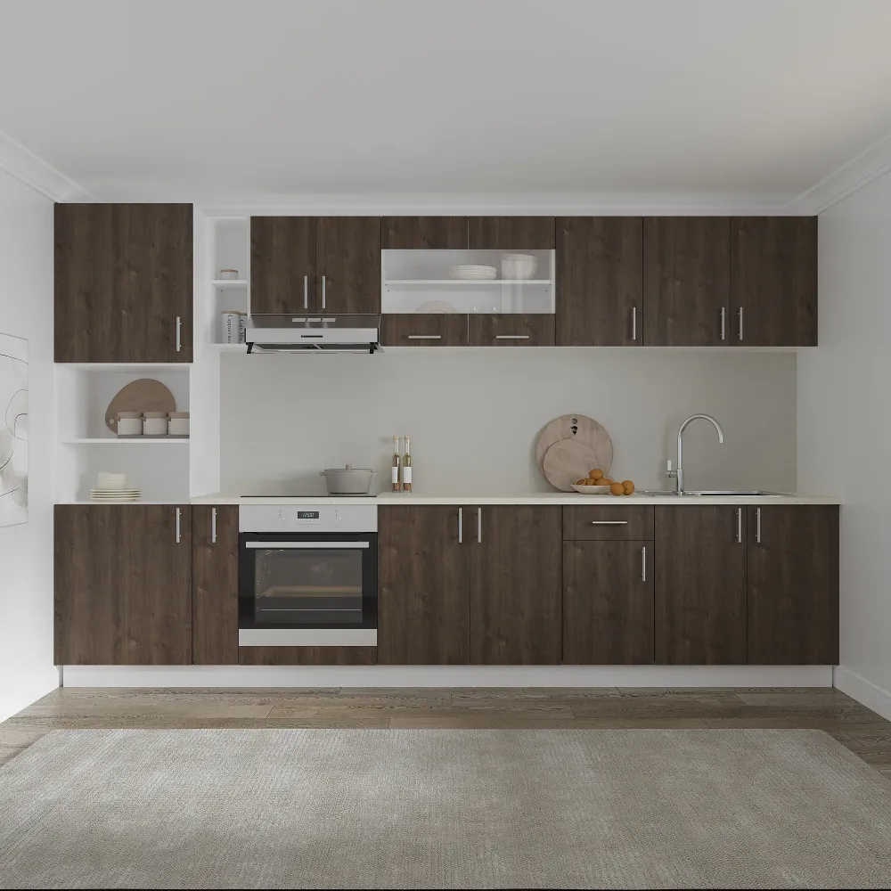 Set Bucatarie haaus Karo V33, Stejar Bronz/Alb, Blat Thermo 28 mm, L 340 cm