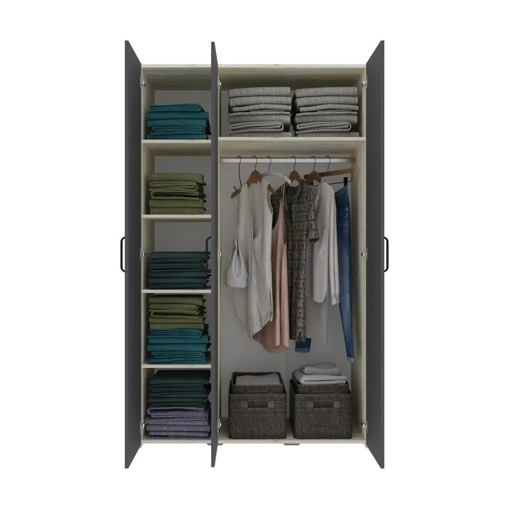 Set dormitor haaus Malmo V8, Pat 200 x 140 cm, Stejar Alb/Antracit