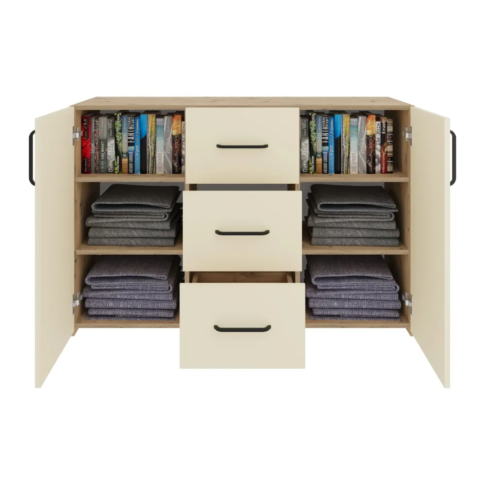 Set dormitor haaus Malmo V5, Pat 200 x 160 cm, Stejar Artisan/Argila