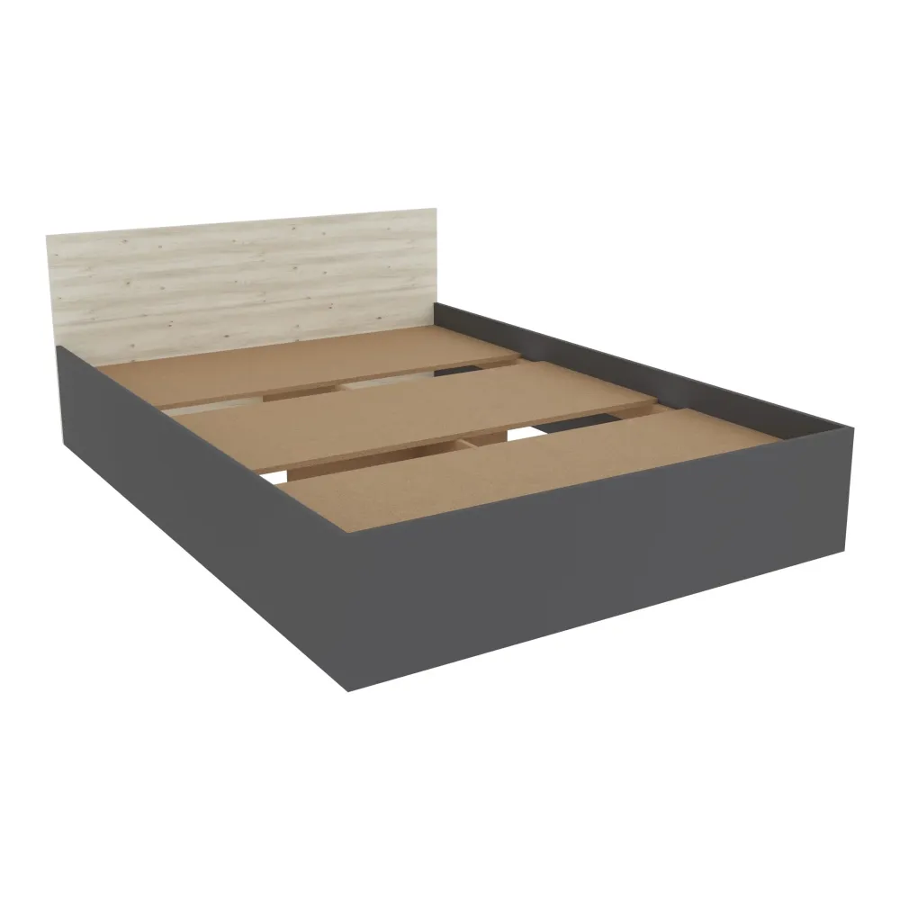 Set dormitor haaus Malmo V16, Pat 200 x 140 cm, Stejar Alb/Antracit