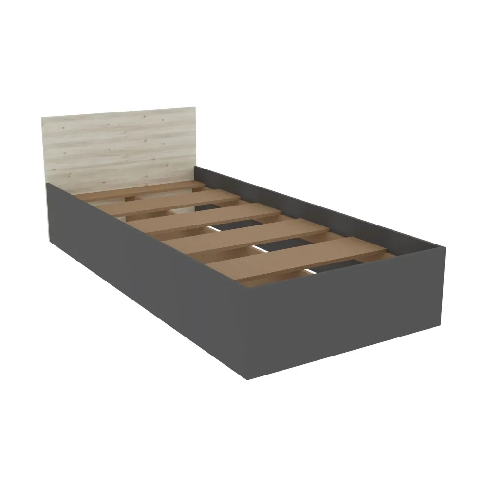 Set dormitor haaus Malmo V18, Pat 200 x 90 cm, Stejar Alb/Antracit