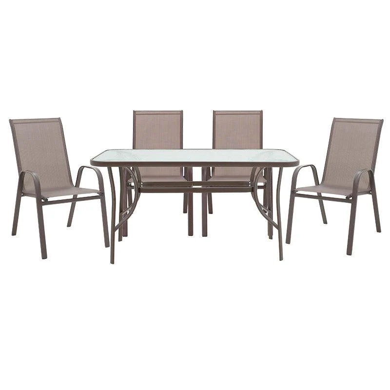 Set de luat masa 5 piese Ensure-Calan metal-sticla 140x80x70cm