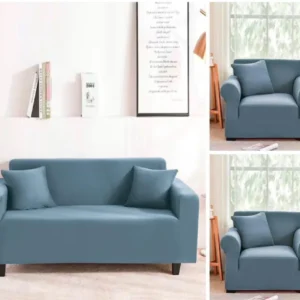 Set Huse Elastice Catifea, Canapea 3 locuri + 2 Fotolii, UNI, Bleu, C11025