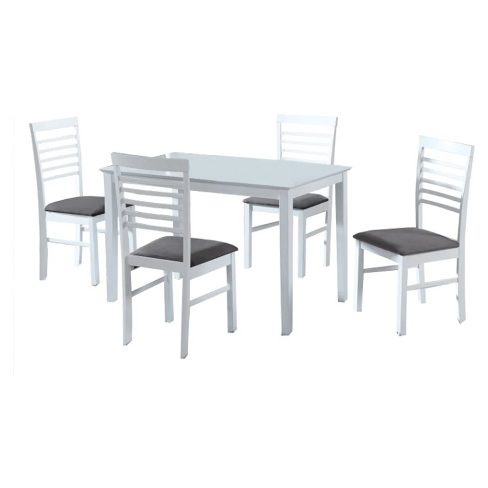 Set de bucătărie alb/textil gri, BRISBO 1+4