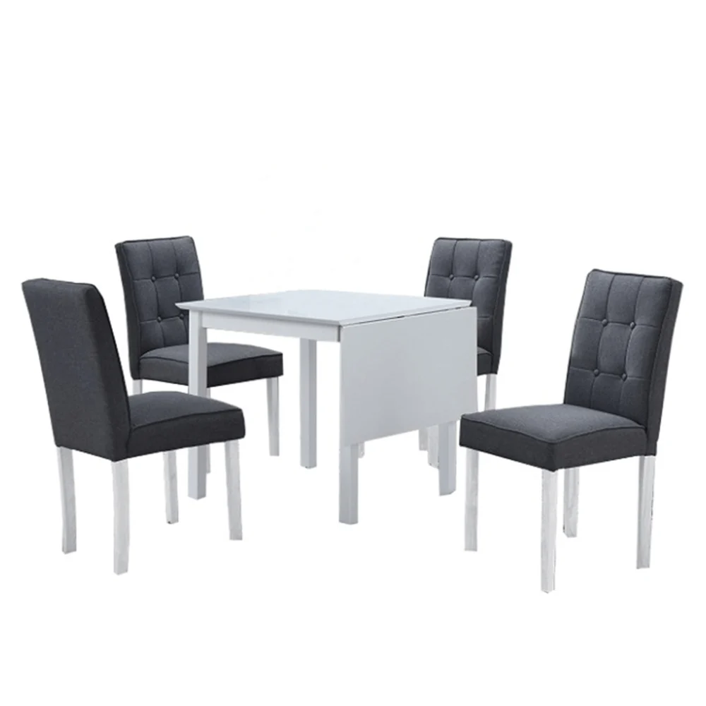 Set dining cu masă pliabilă, alb / gri, BJORK NEW 1+5