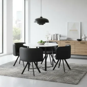 Set masa cu 4 scaune BEVAN NEW, negru/alb
