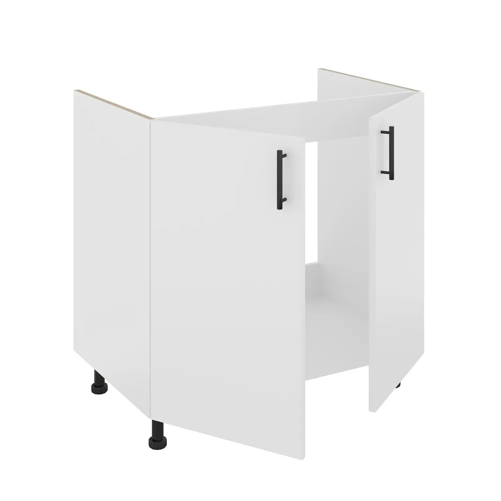 Set Masca Chiuveta Karo, Alb, 80 x 50 x 80 cm, Chiuveta Inox, Cuva stanga