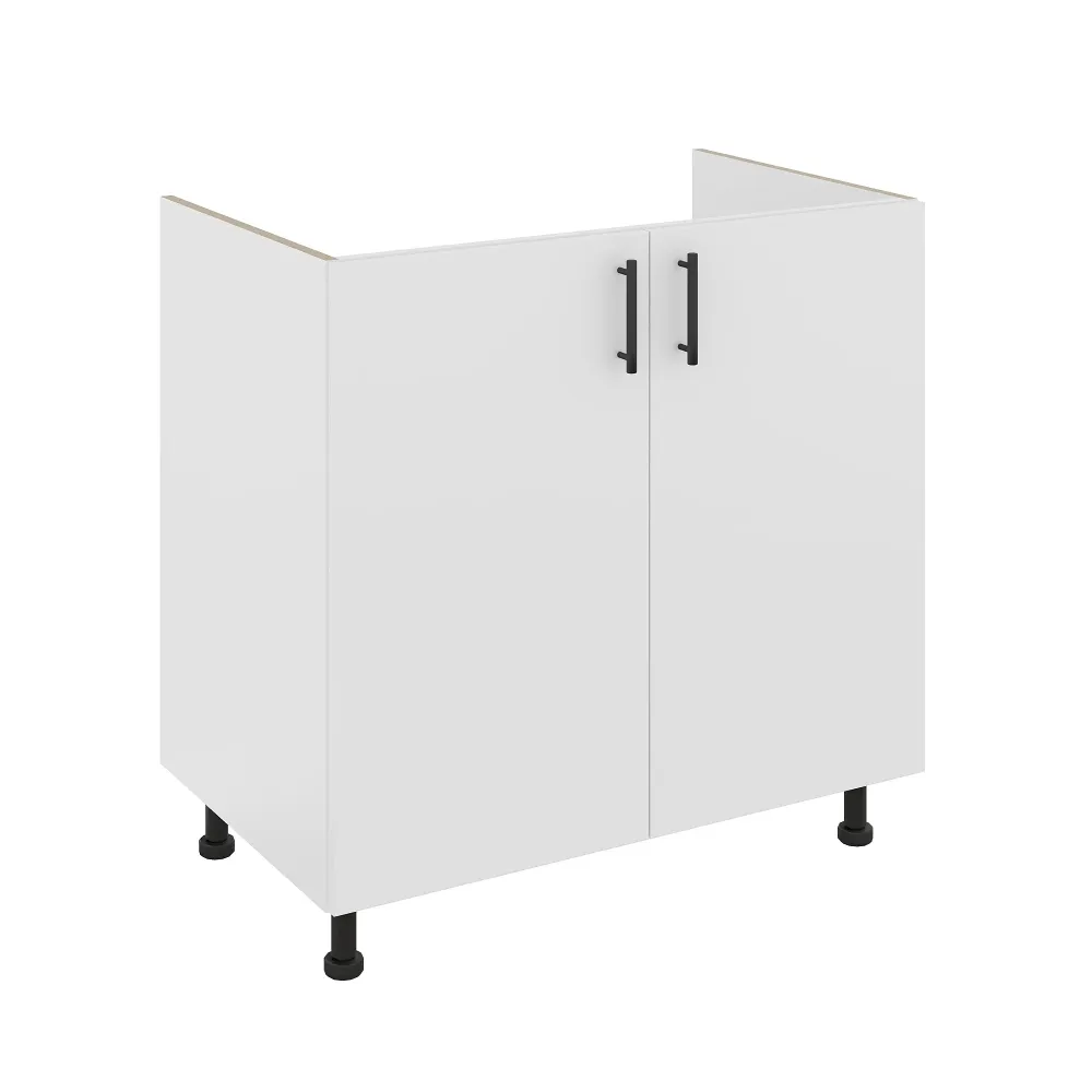 Set Masca Chiuveta Karo, Alb, 80 x 50 x 80 cm, Chiuveta Inox, Cuva stanga