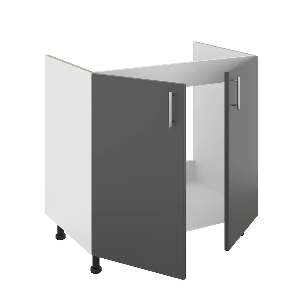 Set Masca Chiuveta Karo, Antracit/Alb, 80 x 50 x 80 cm, Chiuveta Inox, Cuva dreapta